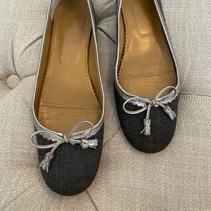 J. Crew Ballet Flats Charcoal Flannel 6.5 Cute!